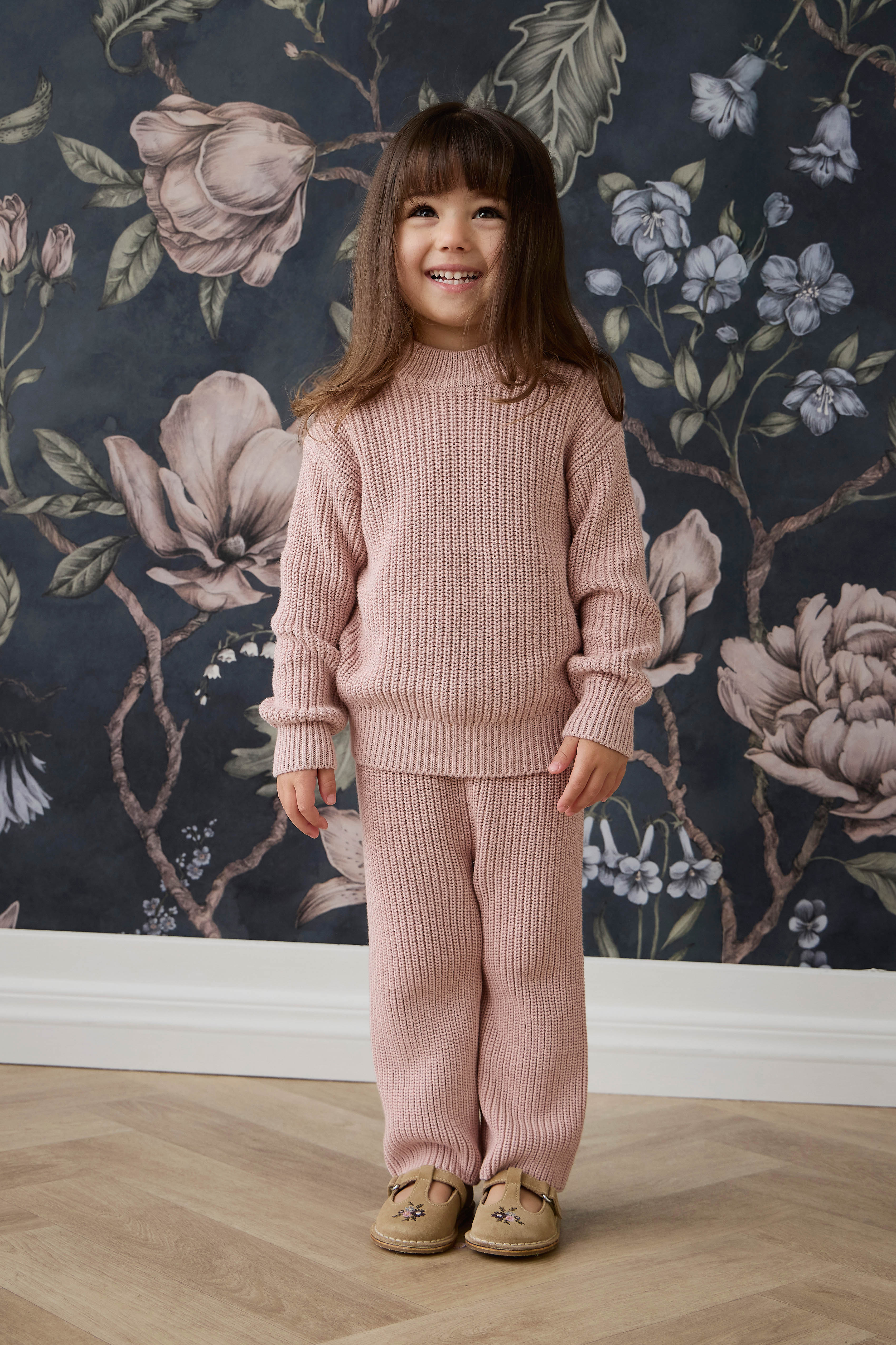 Pantalon décontracté en coton premium rose poudré avec taille élastiquée et lien à nouer
