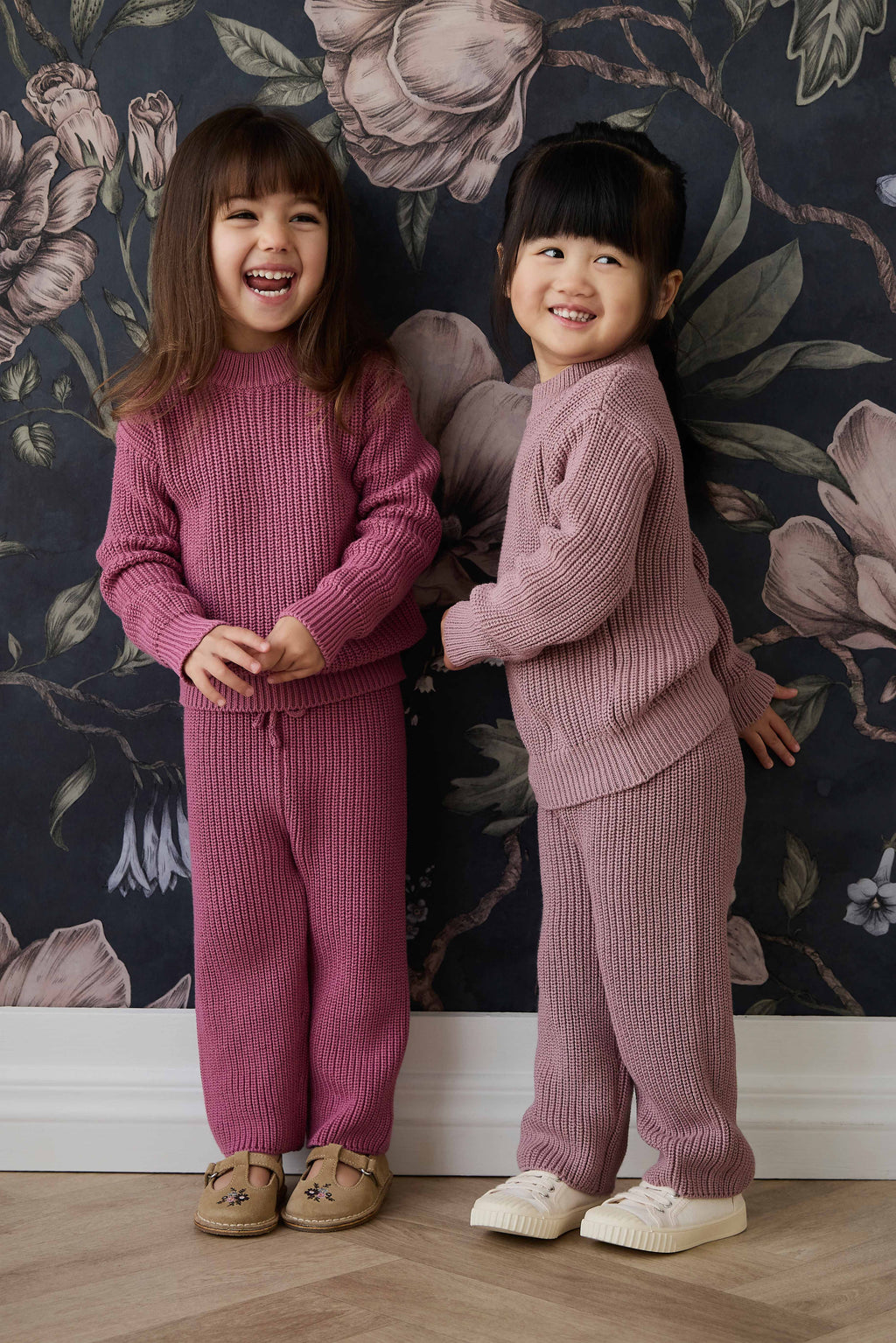 Pantalon décontracté en coton premium rose bruyère avec taille élastiquée et lien de serrage