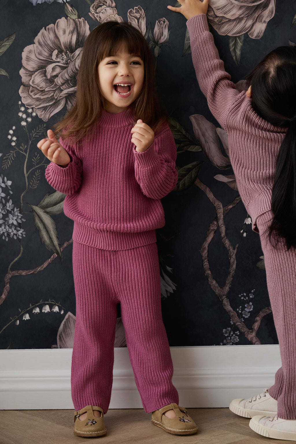 Pantalon décontracté en coton premium rose bruyère avec taille élastiquée et lien de serrage