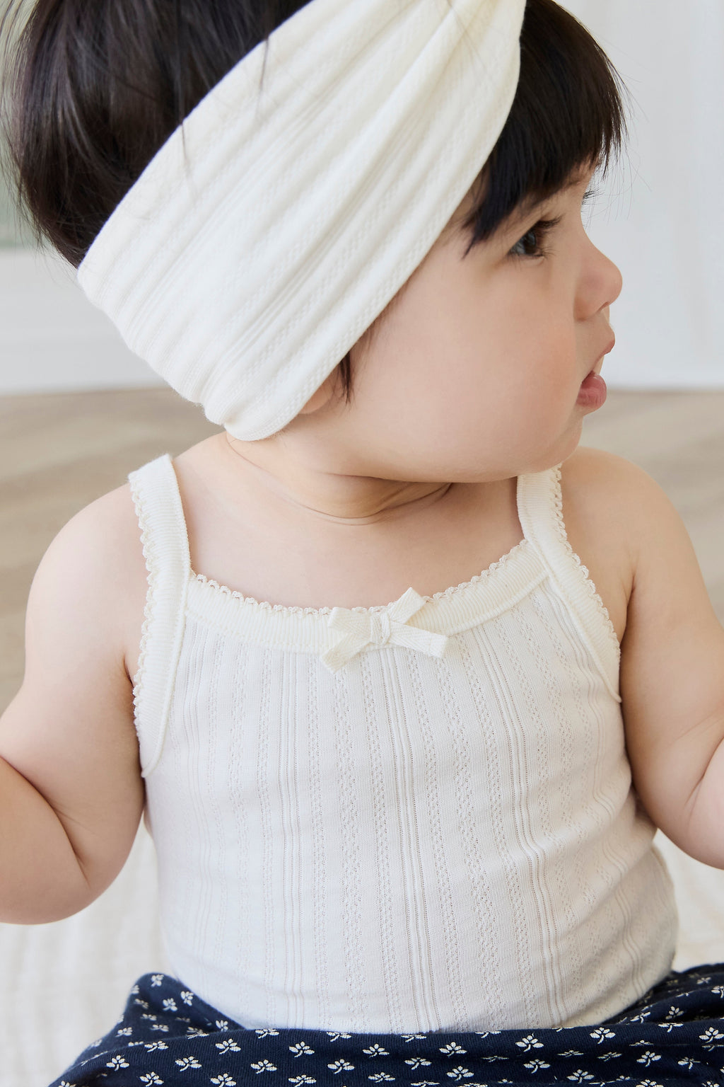 Bandeau en coton biologique pointelle parchemin délicat avec étirement doux