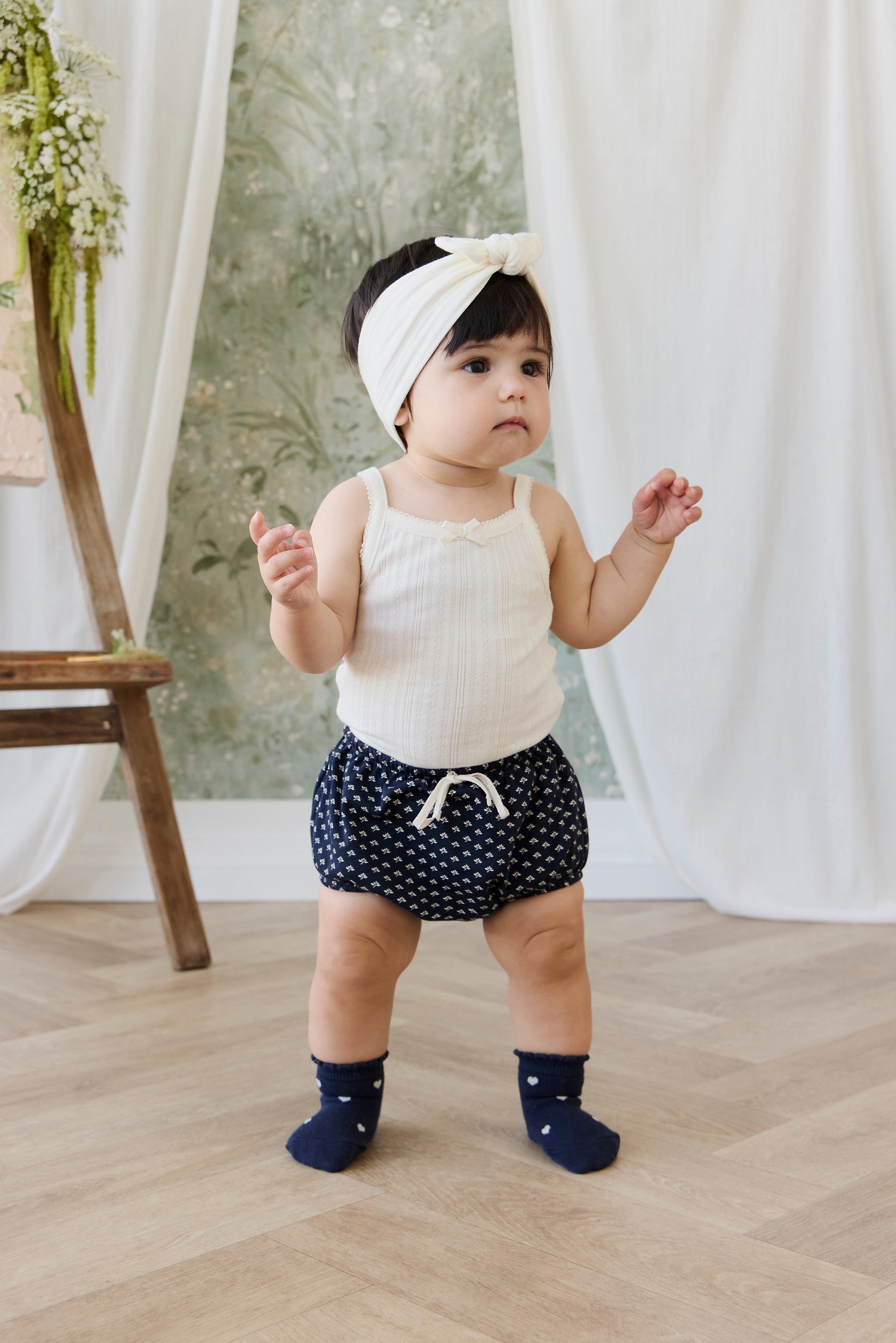Bandeau en coton biologique pointelle parchemin délicat avec étirement doux