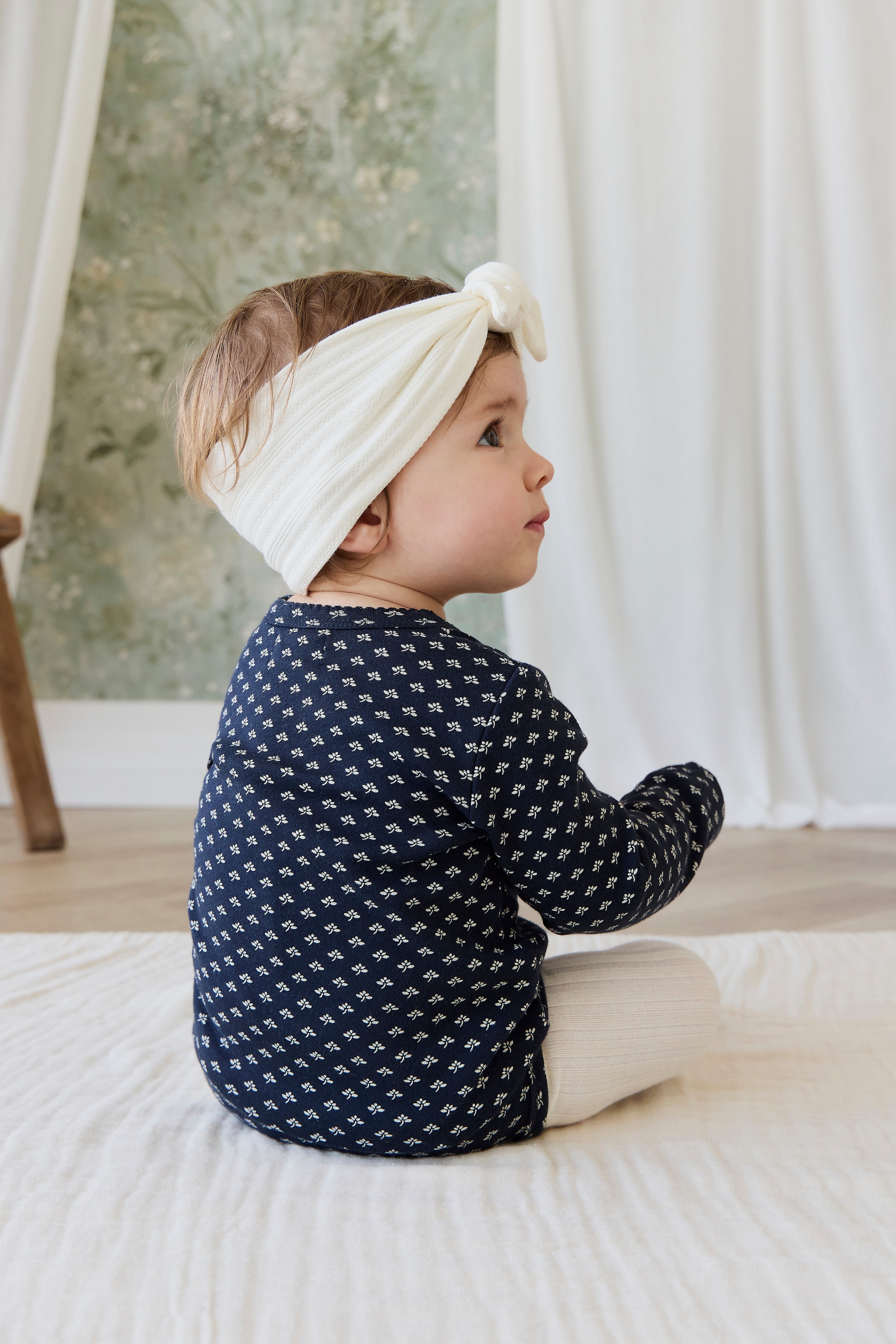 Bandeau en coton biologique pointelle parchemin délicat avec étirement doux