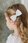 Accessoire à cheveux nœud en coton bio crème doux à fleurs
