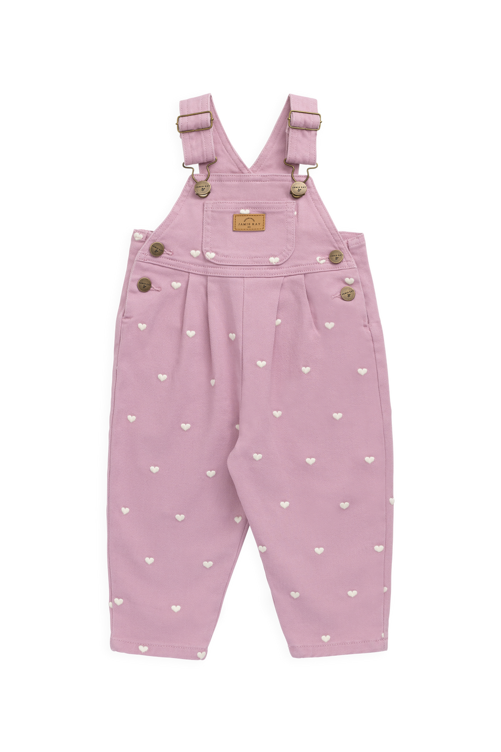 Salopette en coton et élasthanne rose vif avec bretelles réglables et poche kangouruli