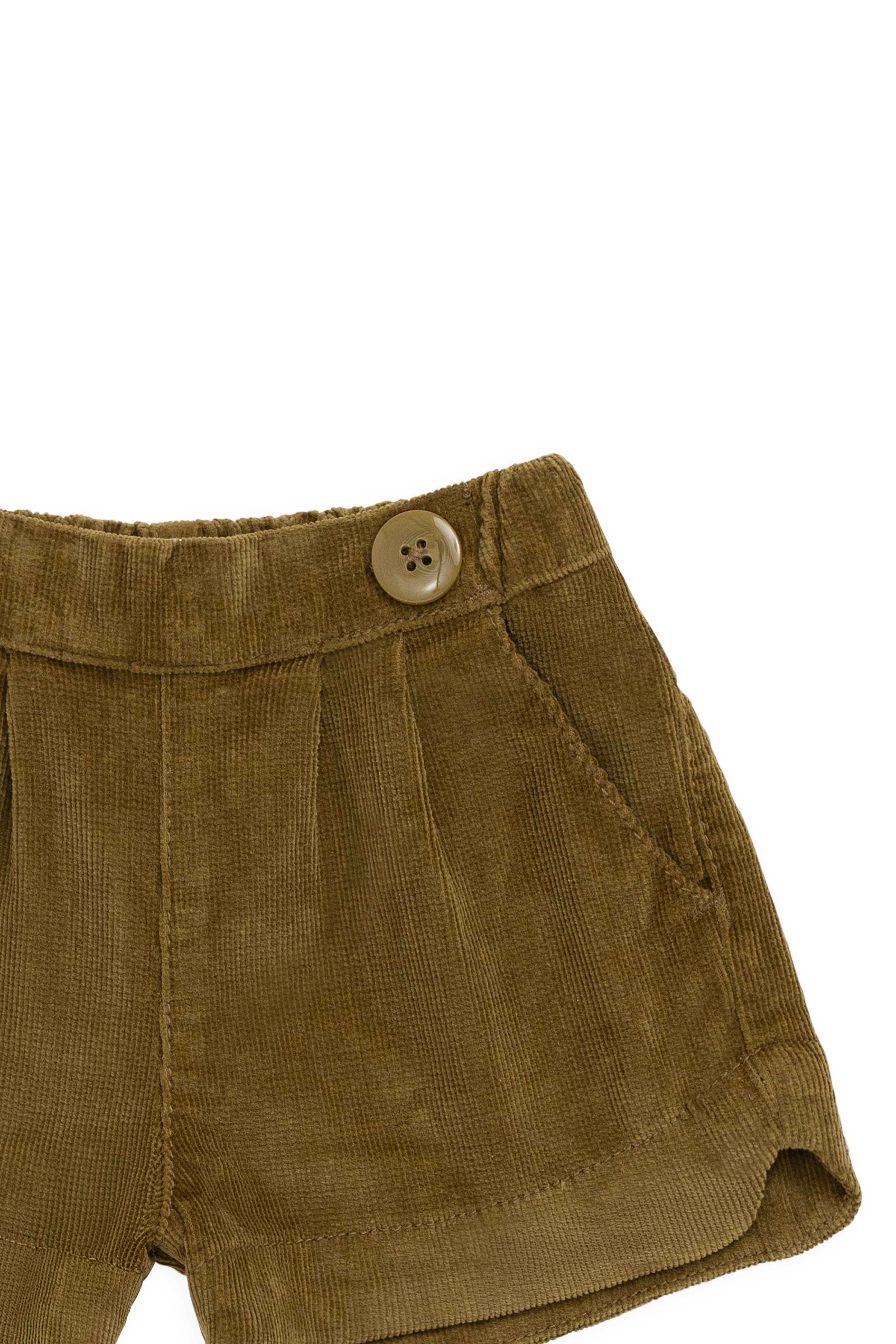 Short classique en coton-élasthanne de teinte chaude, avec poches avant et taille boutonnée