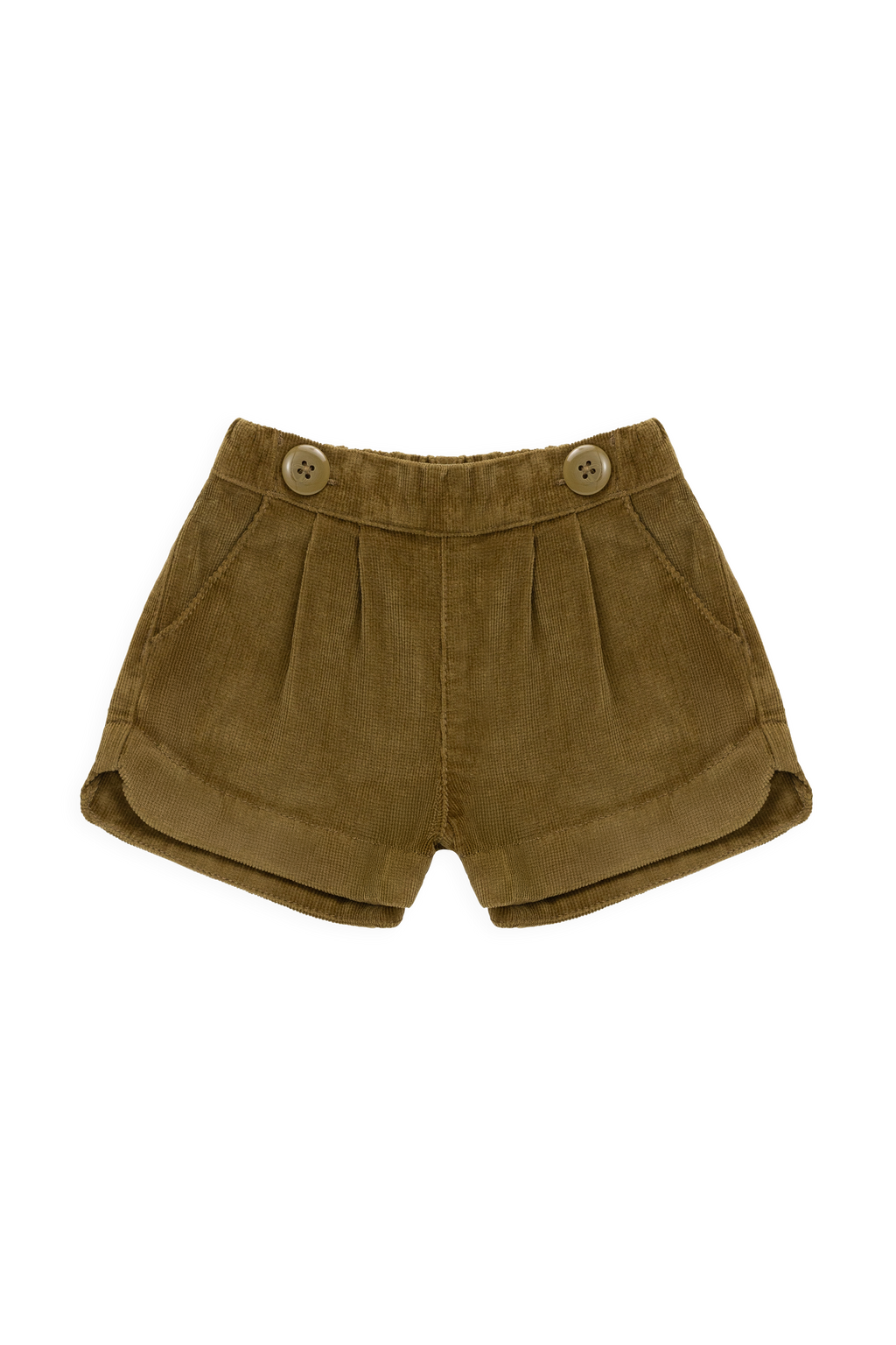 Short classique en coton-élasthanne de teinte chaude, avec poches avant et taille boutonnée