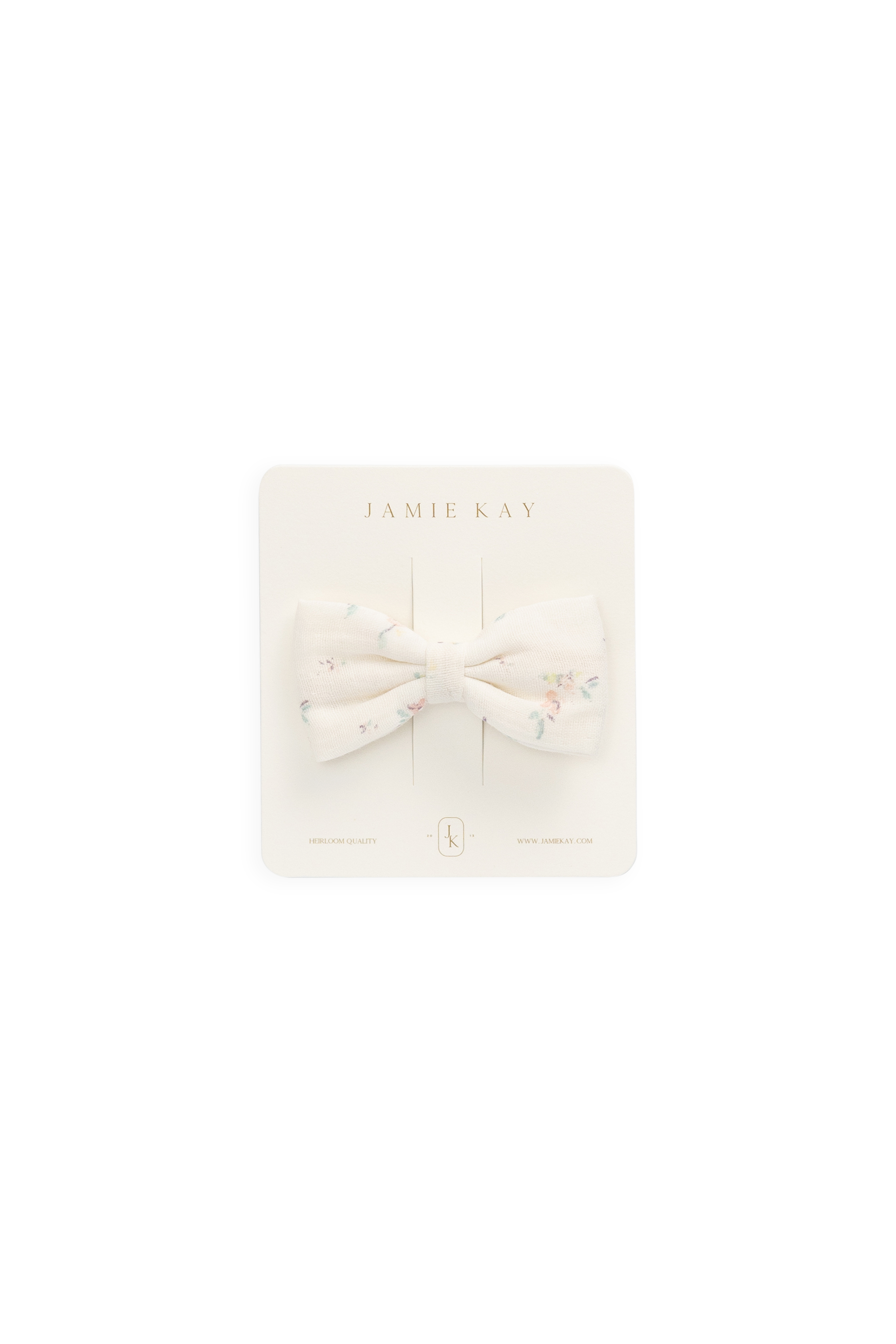 Accessoire à cheveux nœud en coton bio crème doux à fleurs