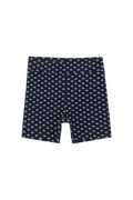 Short cycliste décontracté en coton biologique bleu marine à motif floral avec une légère extensibilité