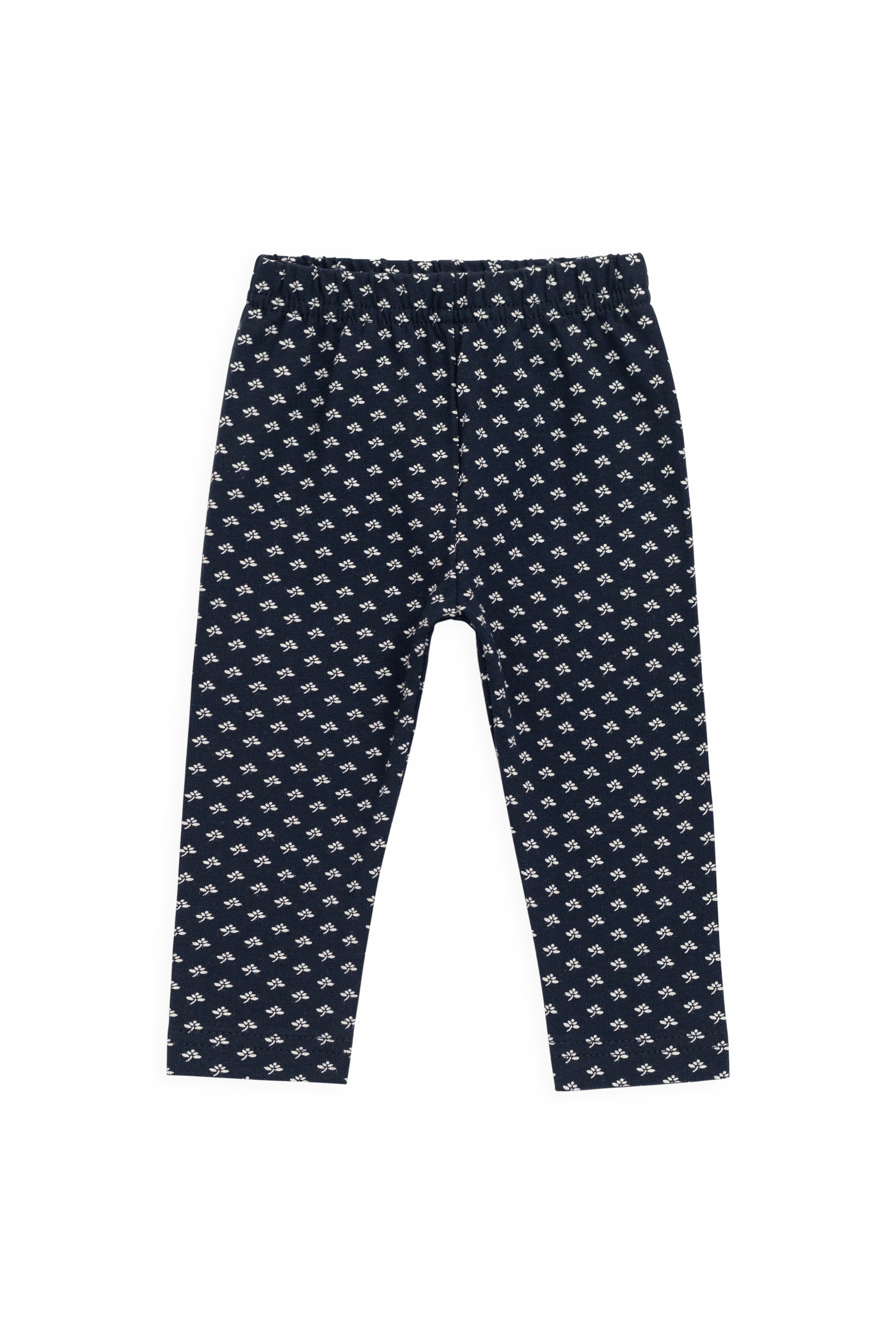 Legging en coton biologique bleu marine à fleurs, décontracté et légèrement extensible
