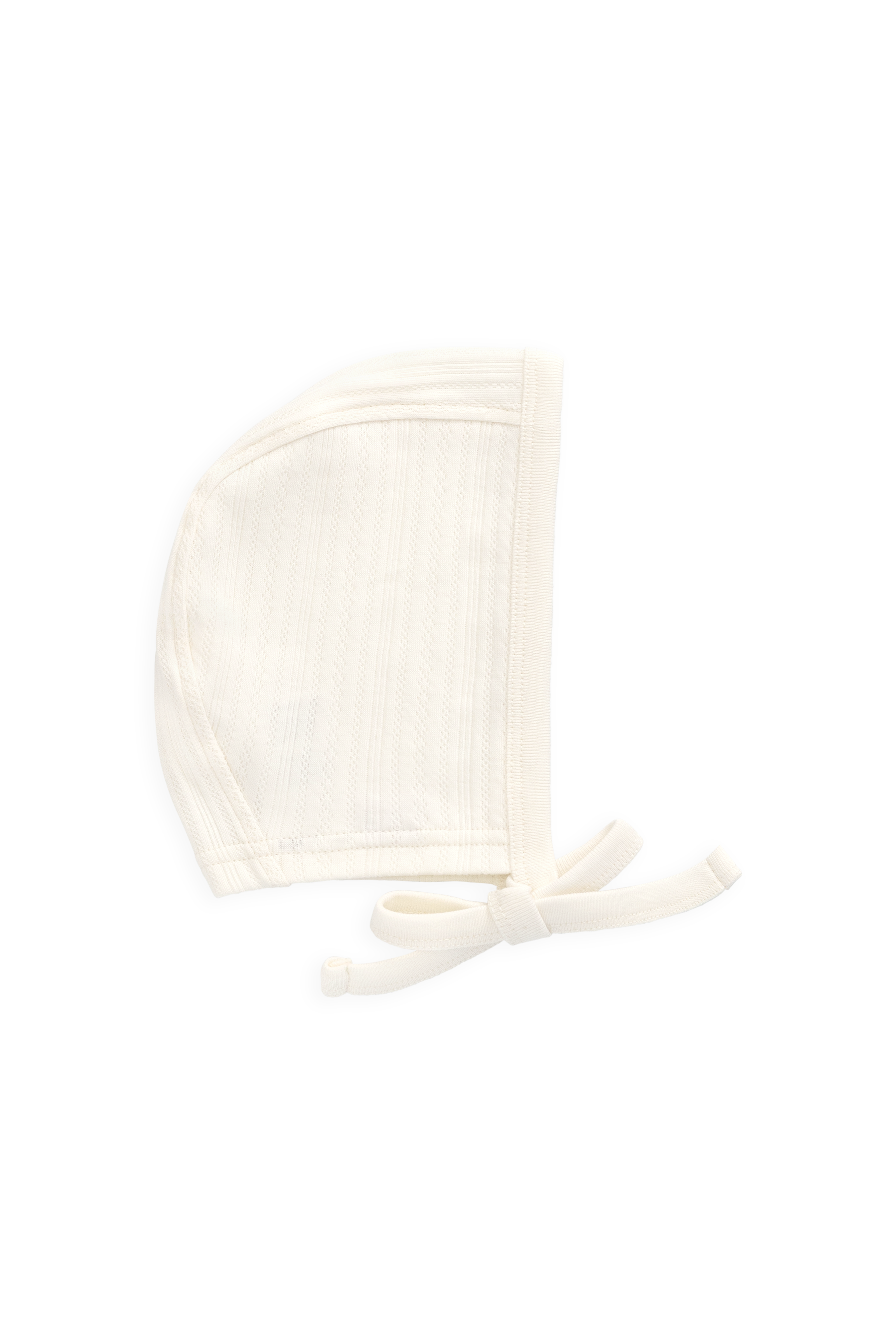 Bonnet en Coton Bio Pointelle « Parchemin Délicat » avec Liens à Nouer