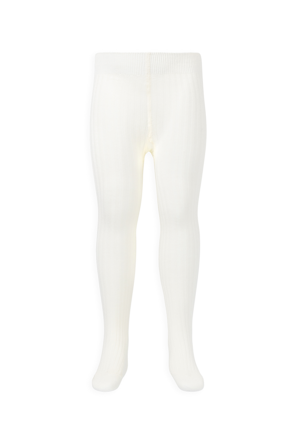 Collant côtelé classique en mélange de coton aigle blanc, extensible et certifié Oeko-Tex.