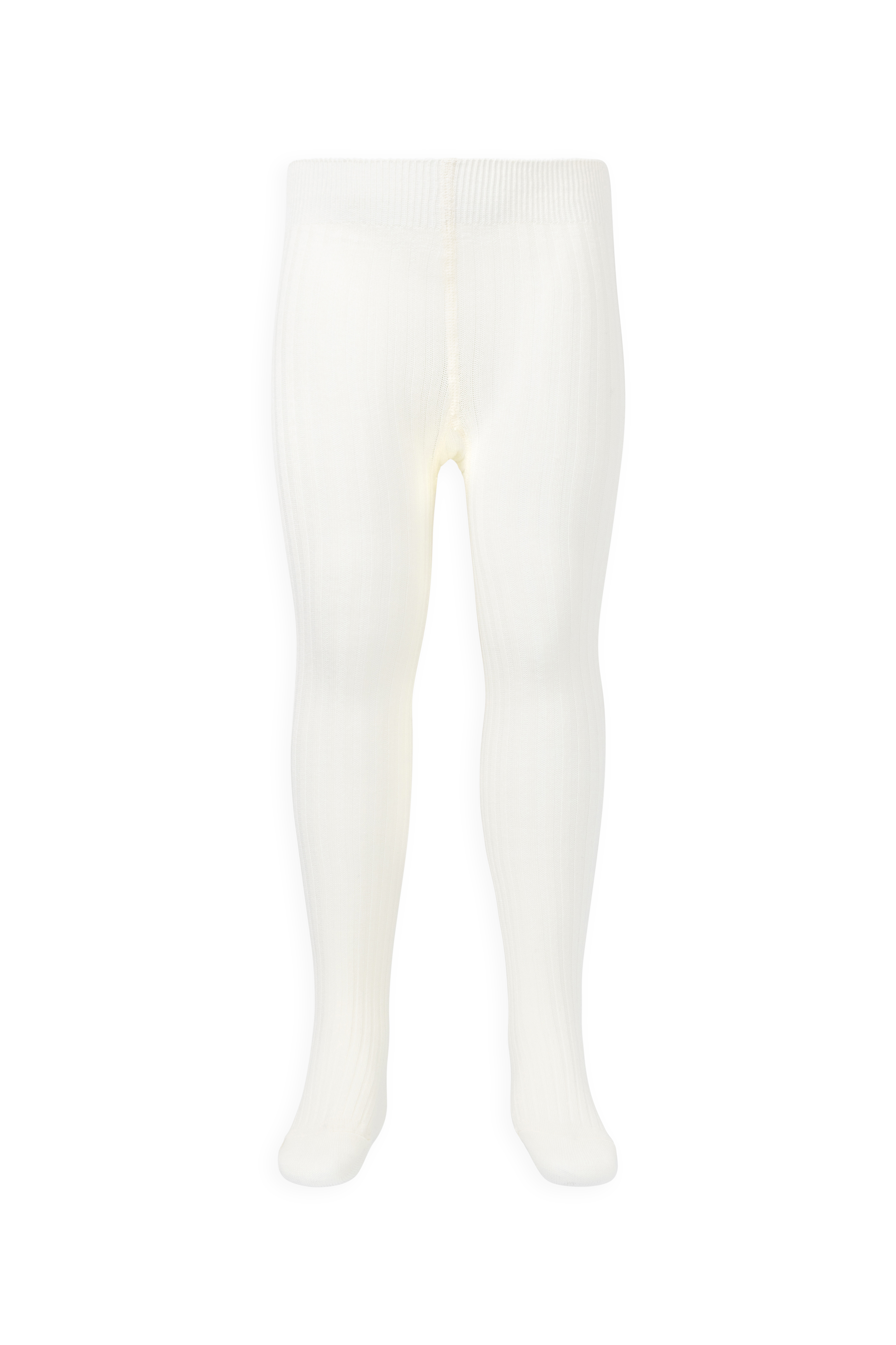 Collant côtelé classique en mélange de coton aigle blanc, extensible et certifié Oeko-Tex.