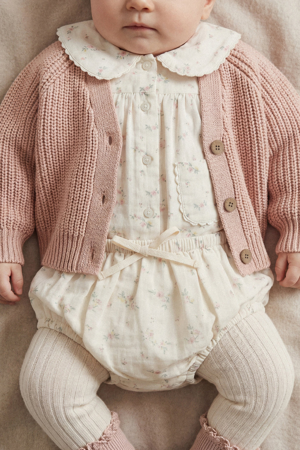 Bloomer classique en mousseline de coton biologique imprimé floral vintage avec nœud sur le devant