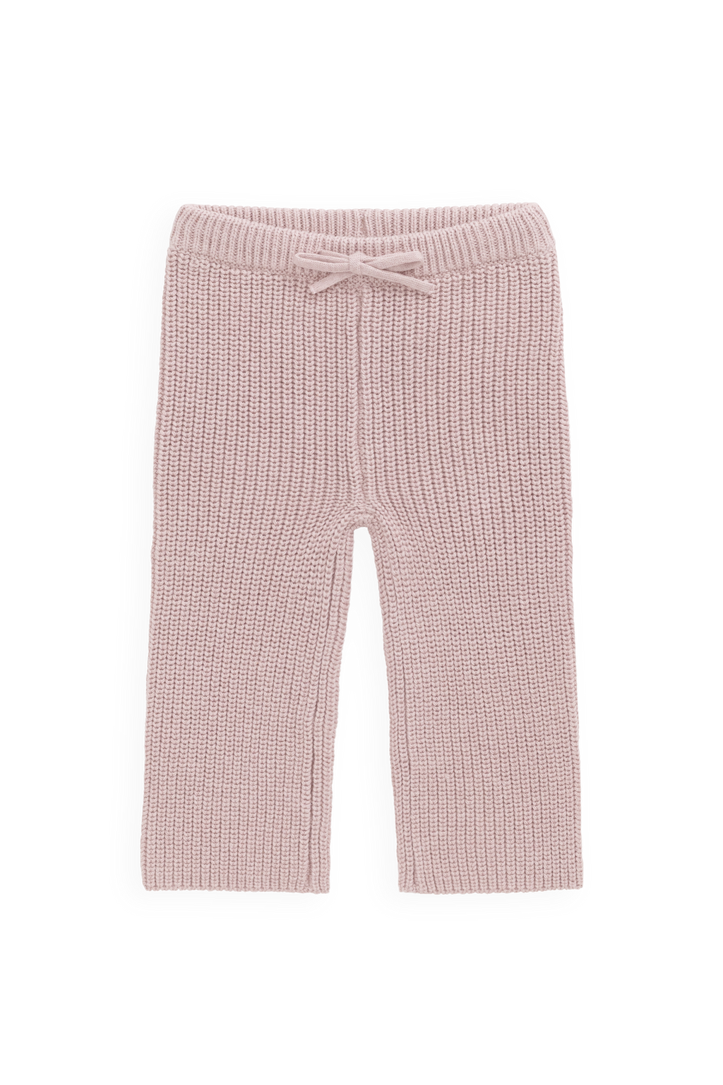 Pantalon décontracté en coton premium rose poudré avec taille élastiquée et lien à nouer