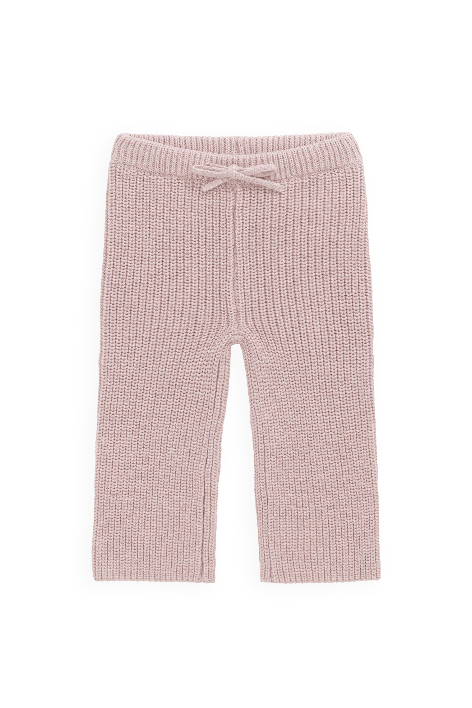Pantalon décontracté en coton premium rose poudré avec taille élastiquée et lien à nouer