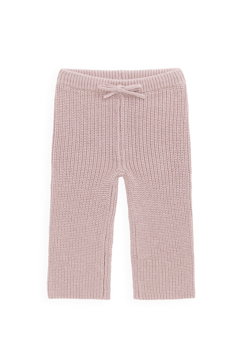 Pantalon décontracté en coton premium rose poudré avec taille élastiquée et lien à nouer