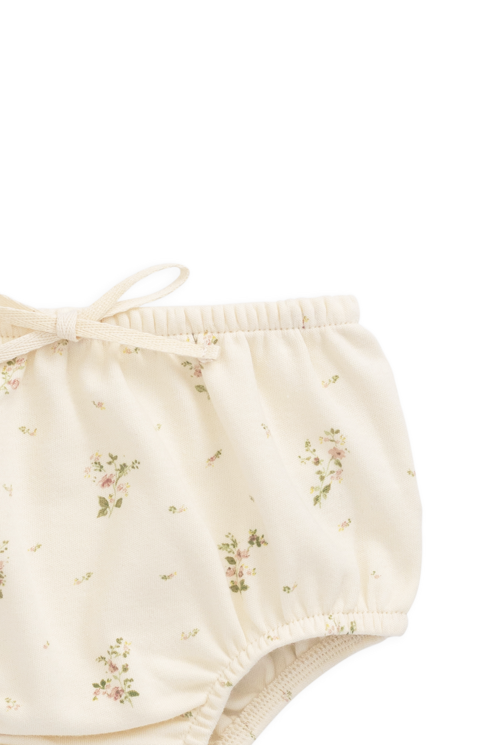 Bloomer classique en coton biologique blanc à imprimé floral vintage avec détail à volants
