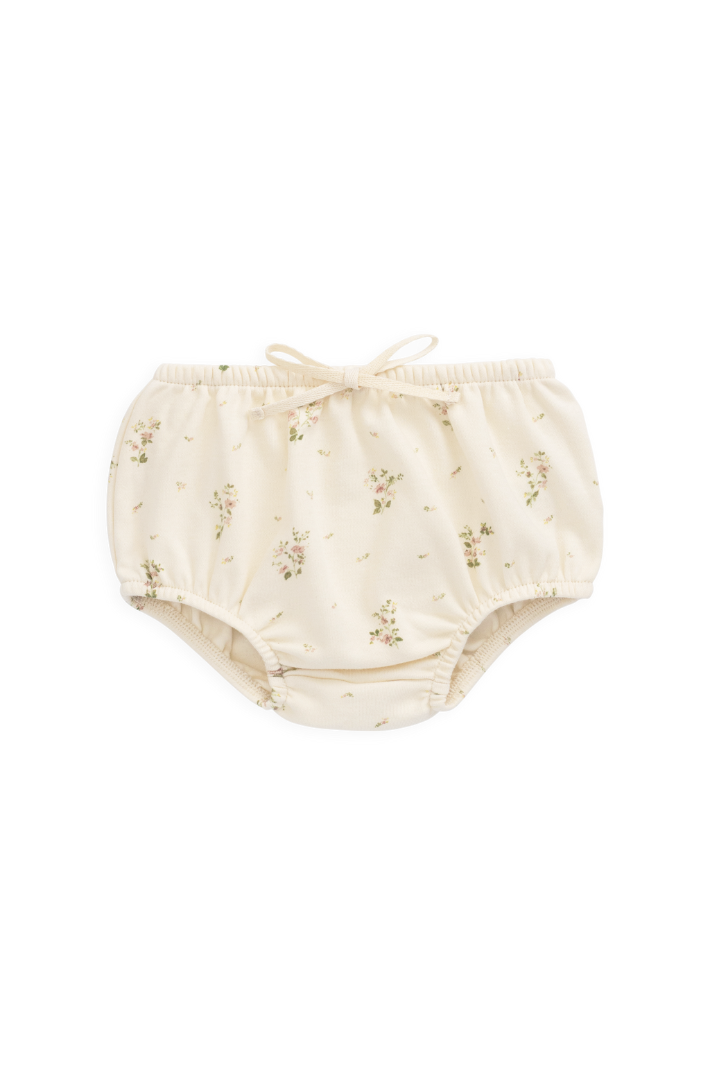 Bloomer classique en coton biologique blanc à imprimé floral vintage avec détail à volants