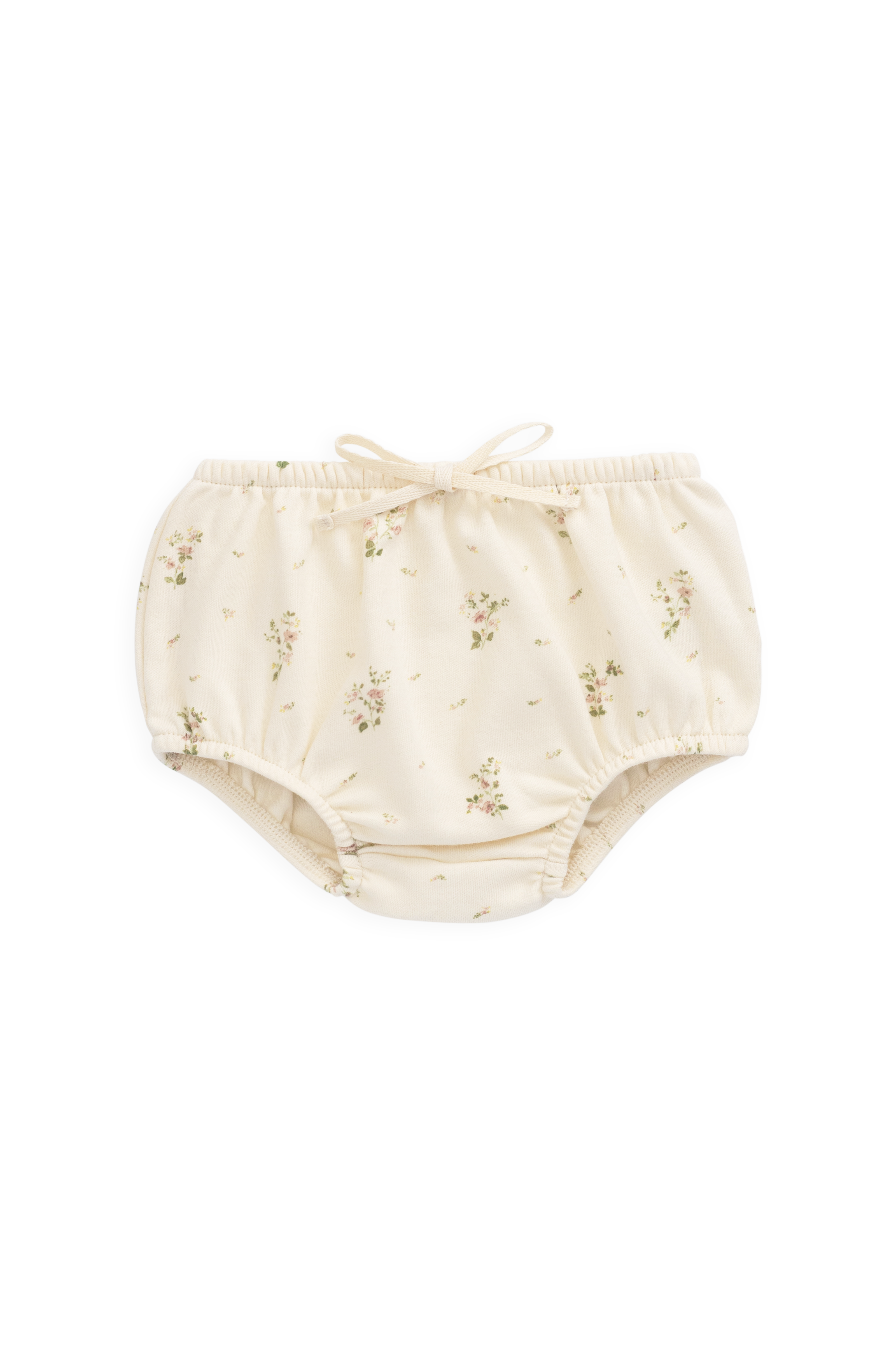 Bloomer classique en coton biologique blanc à imprimé floral vintage avec détail à volants