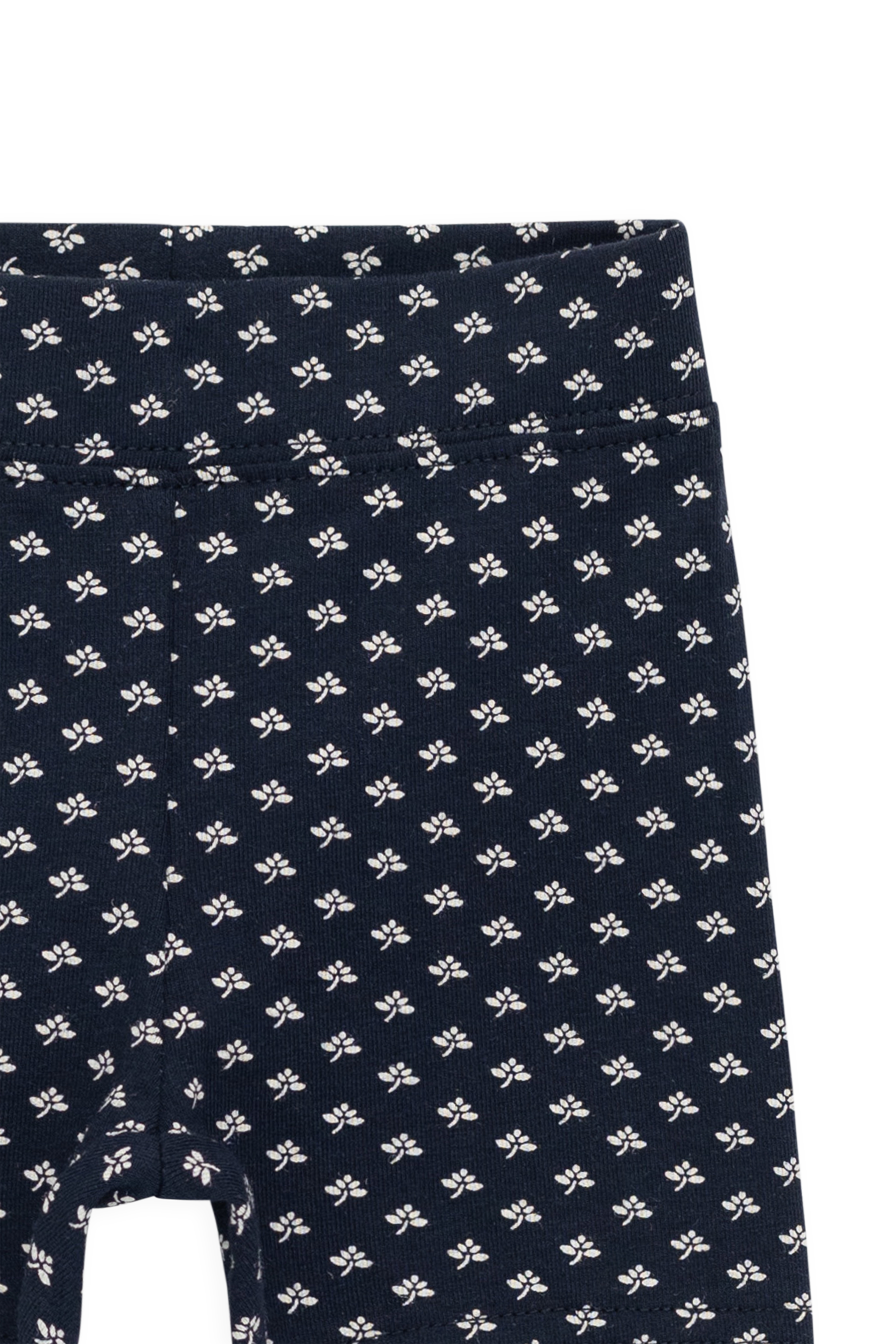 Short cycliste décontracté en coton biologique bleu marine à motif floral avec une légère extensibilité
