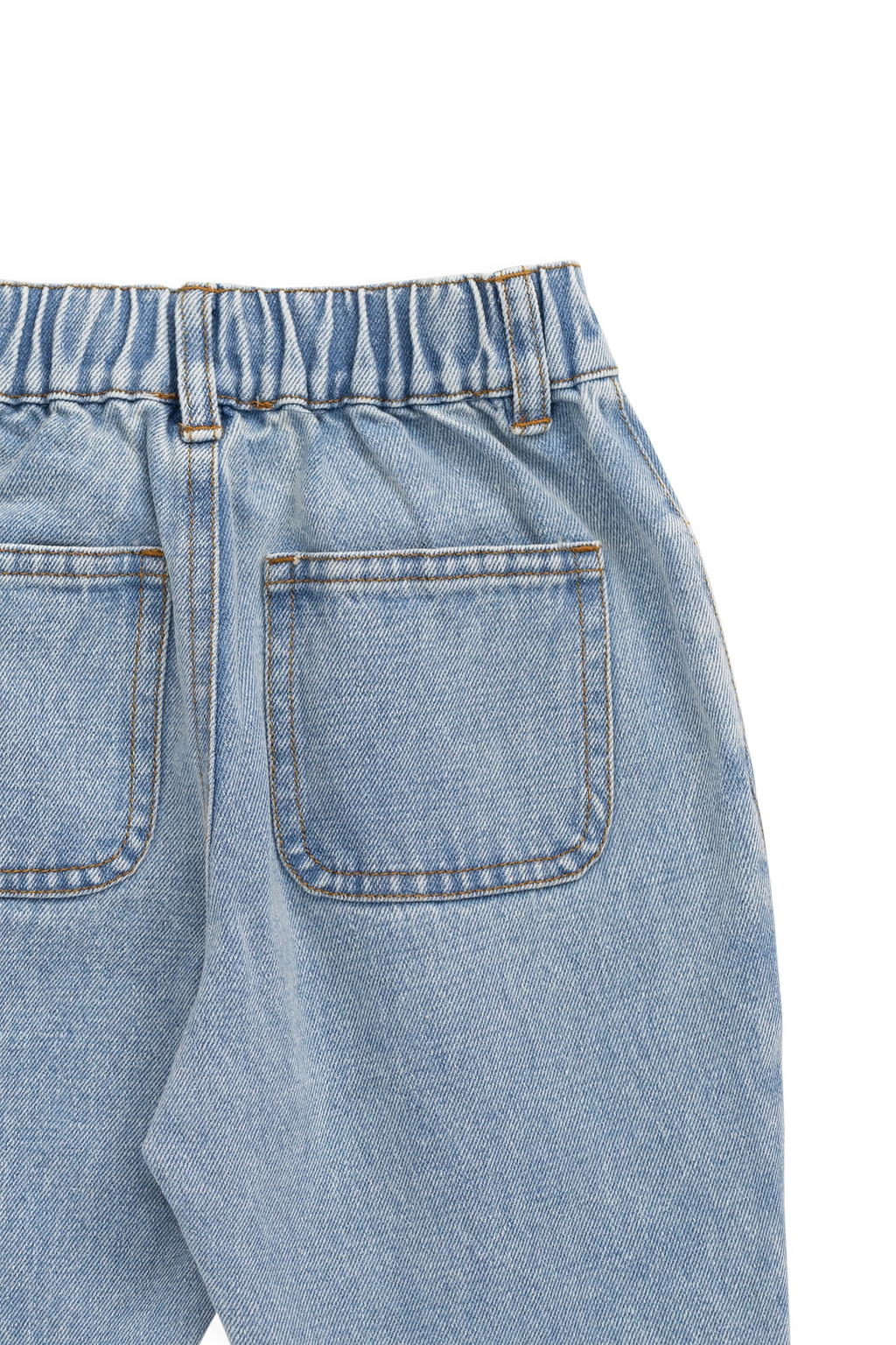 Pantalon en jean de coton délavé vintage avec taille élastique et poches avant