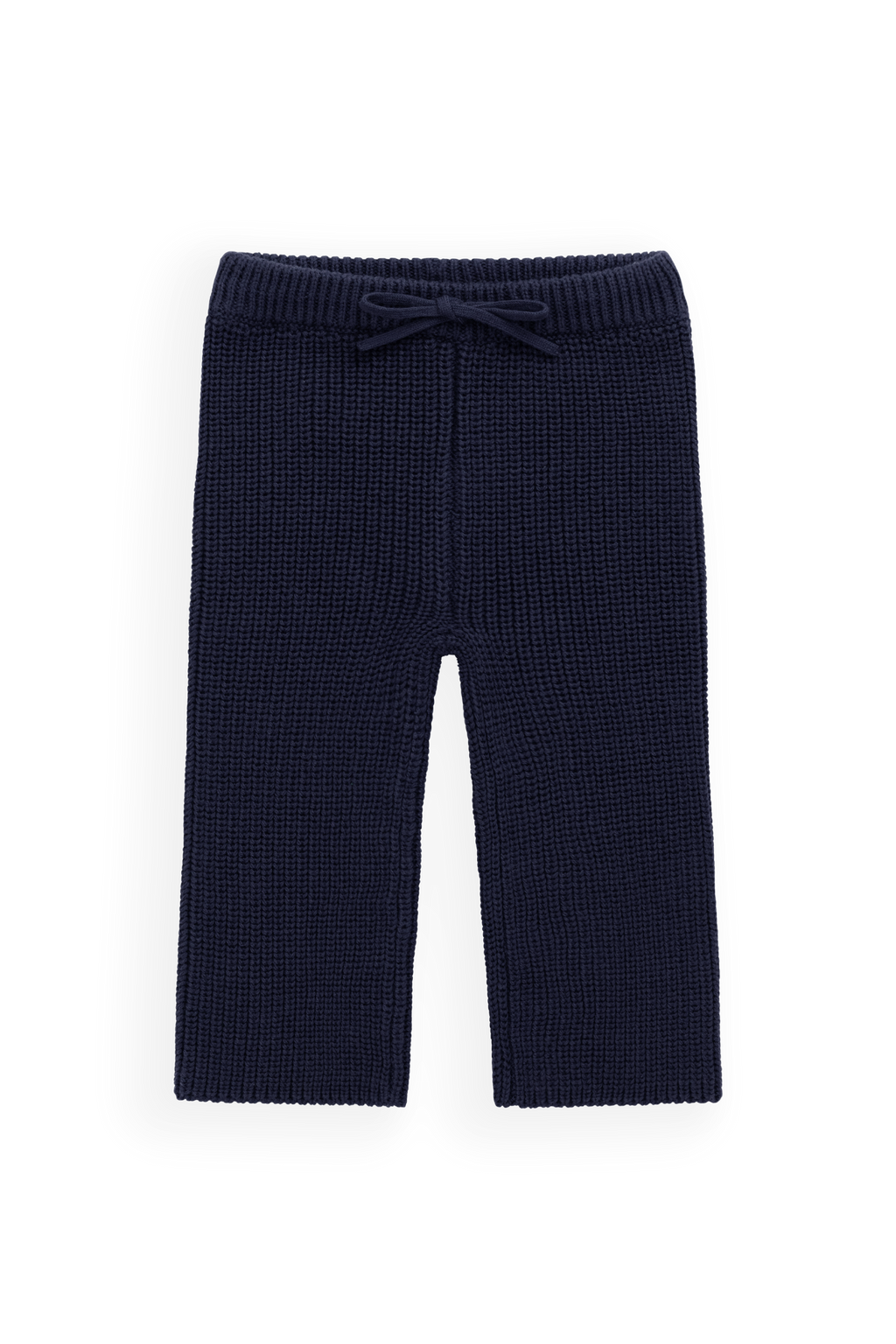 Pantalon Classique Bleu Marine en Coton Premium avec Taille Élastiquée et Détail à Nouer