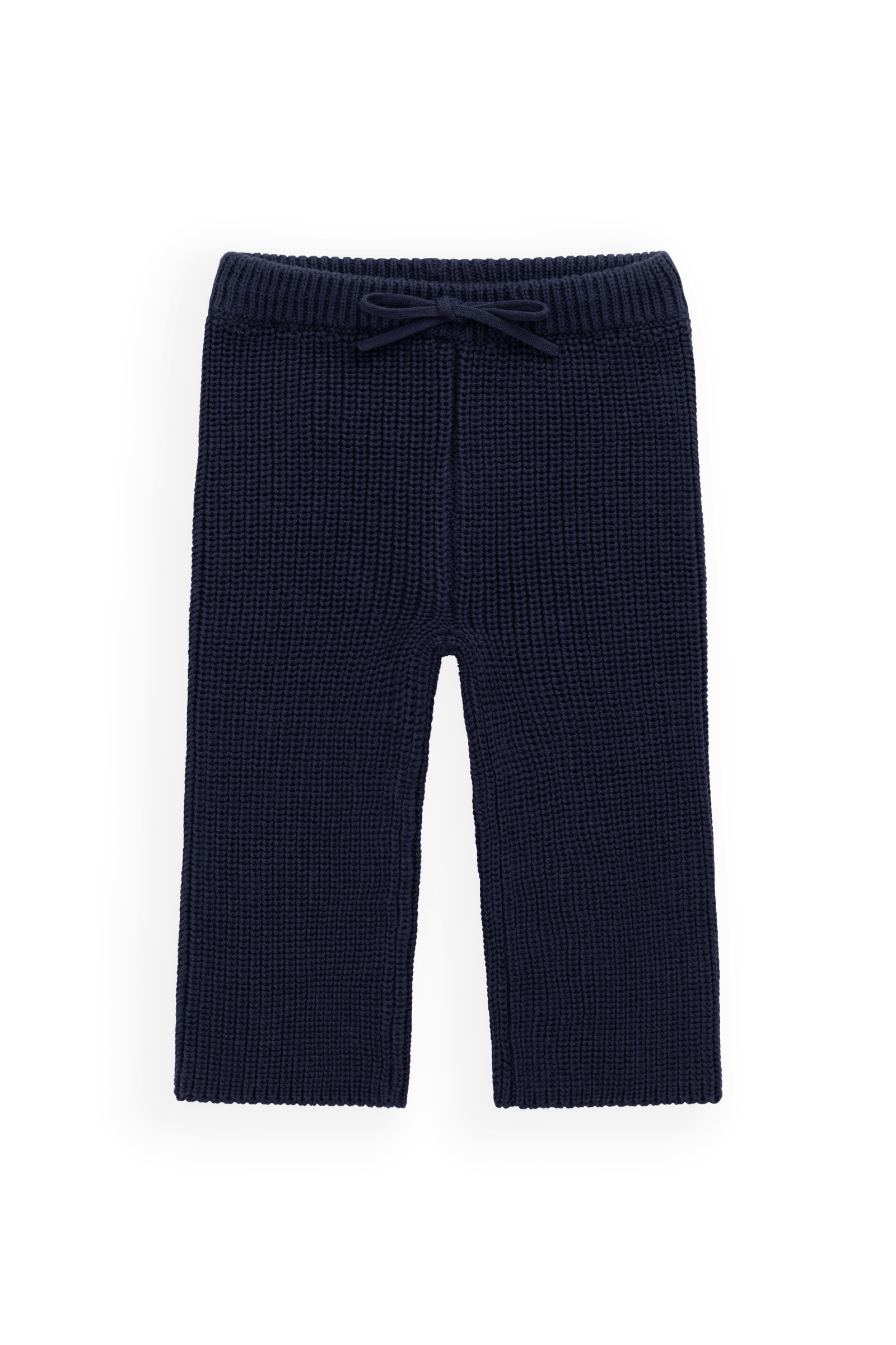 Pantalon Classique Bleu Marine en Coton Premium avec Taille Élastiquée et Détail à Nouer