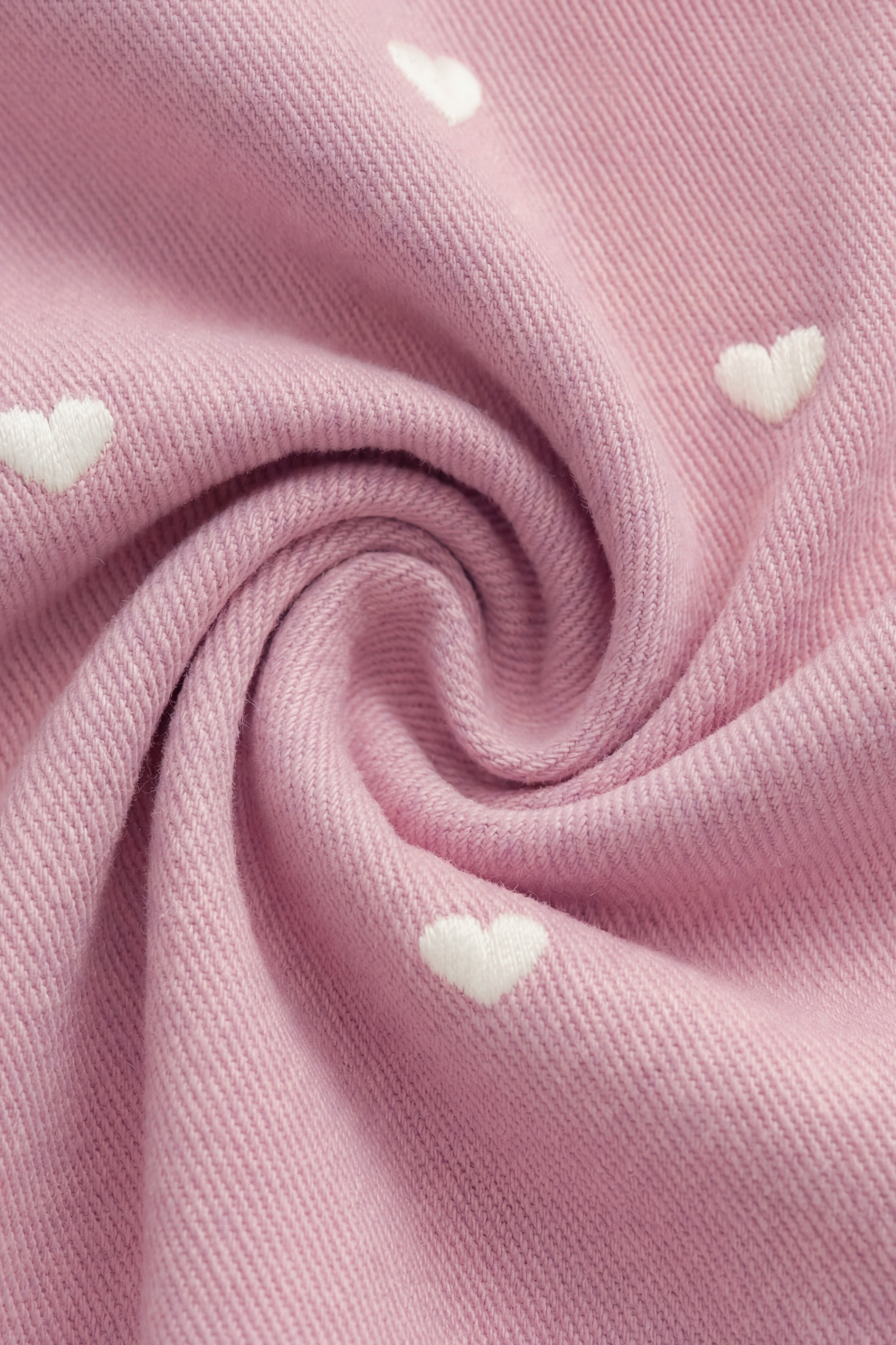 Jupe Cœur Rose en Coton-Élasthanne Brodé avec Taille Froncée