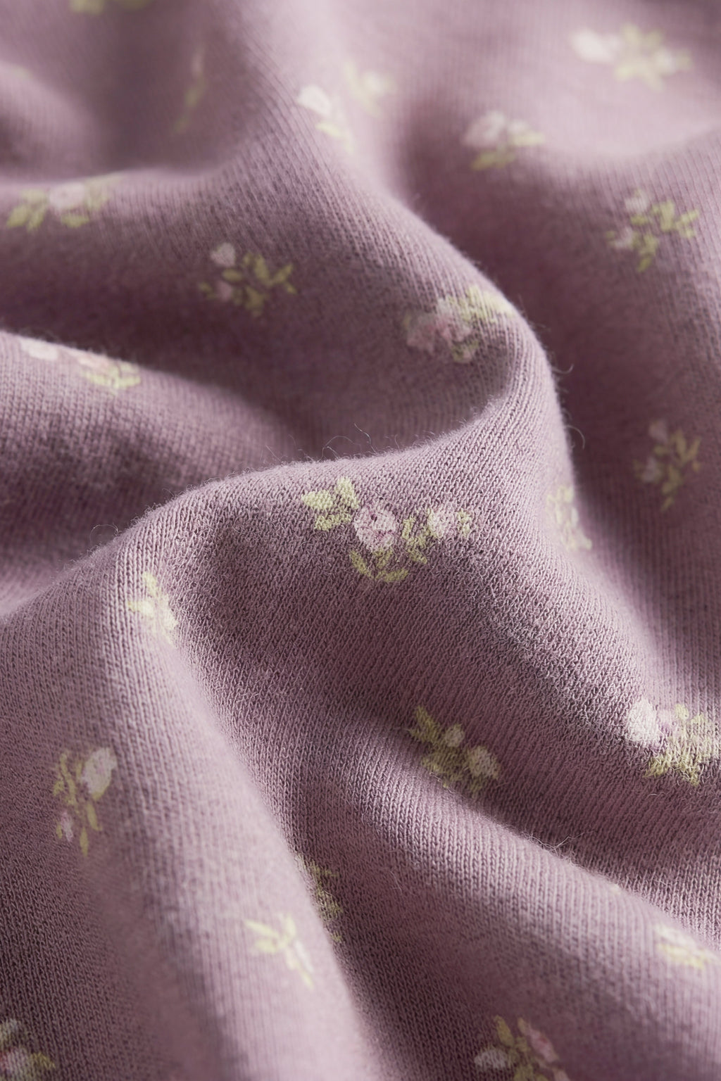 Pantalon décontracté en coton biologique avec imprimé floral prune, taille élastique et nœud